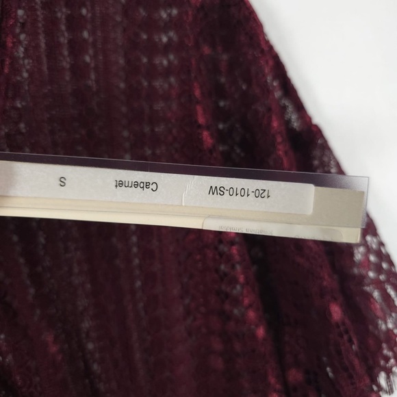NWT JONATHAN SIMKHAI Tunic Lace Applique SS Tie V Neck Cabernet Top Size SMALL - Picture 12 of 13